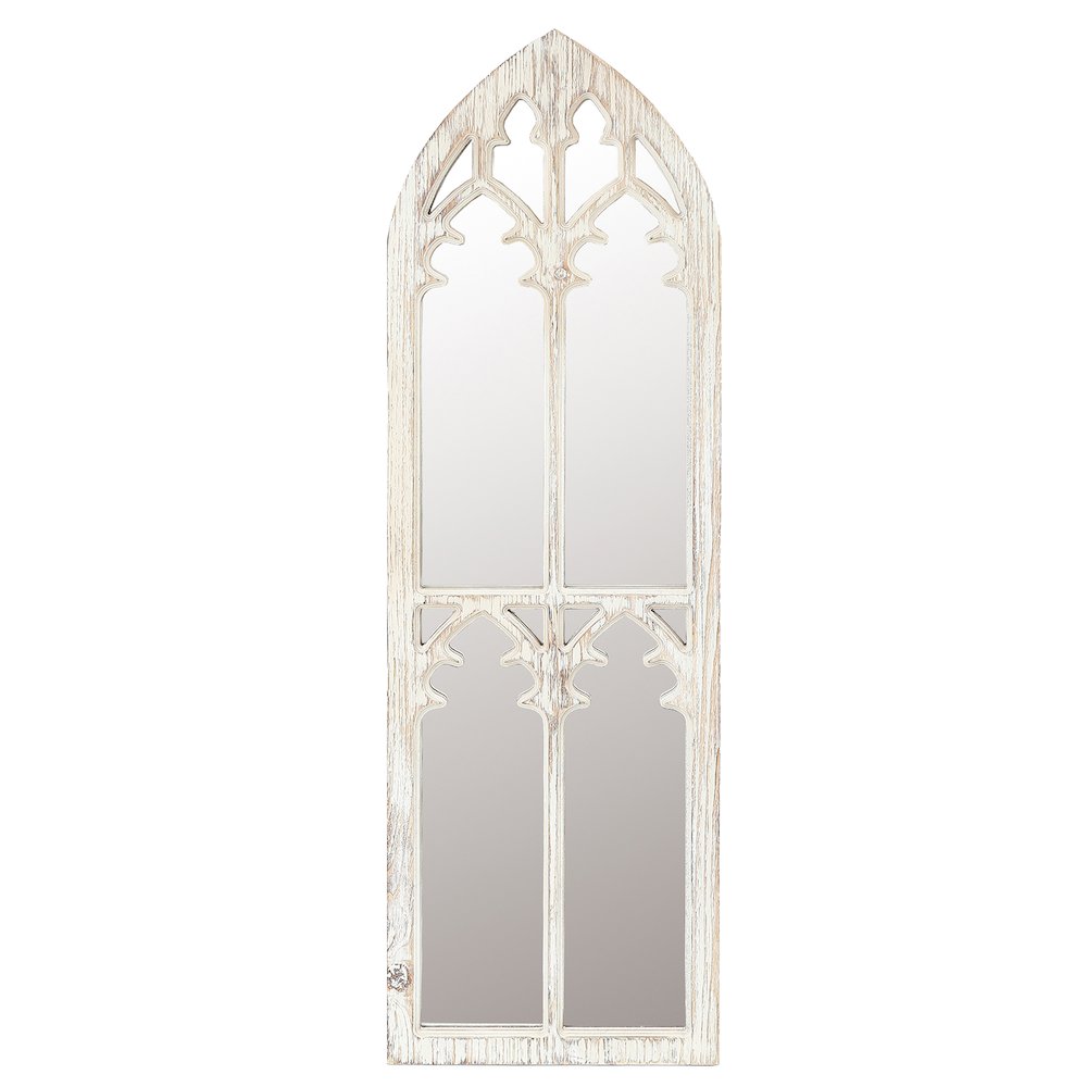 Wood Cathedral Framed Wall Mirror. Picture 1