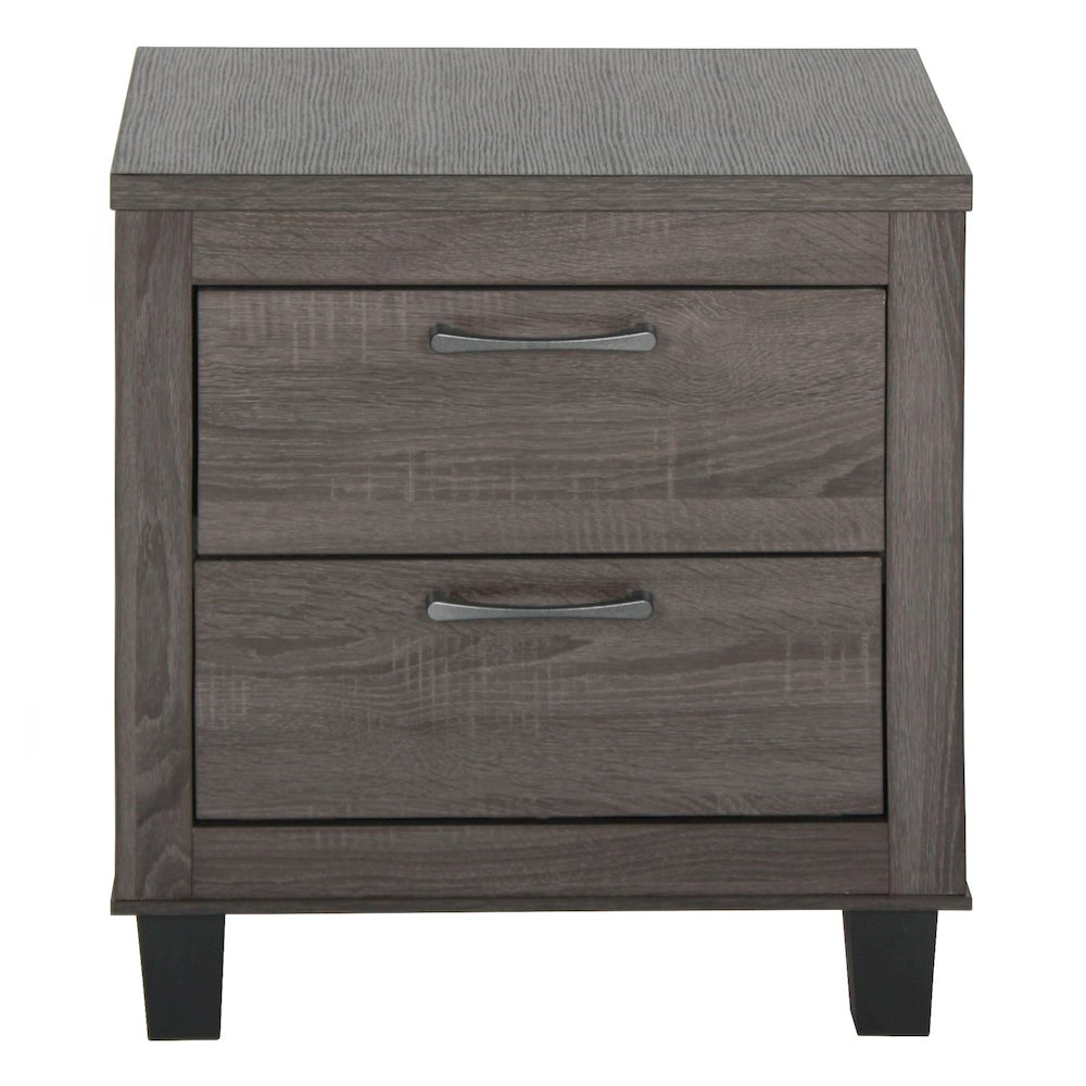 Better Home Products Silver Fox Mid Century Modern 2 Drawer Nightstand in Gray. Picture 4
