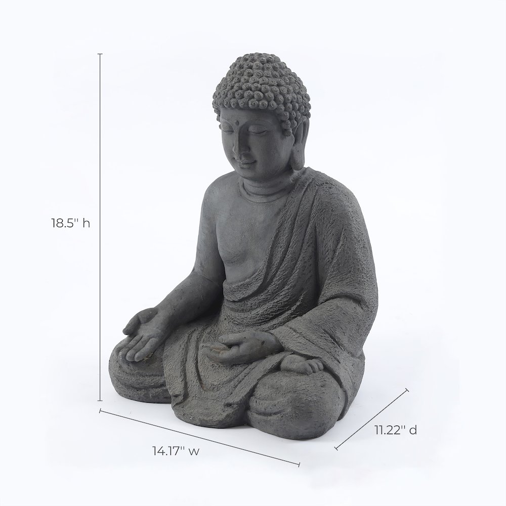 LuxenHome Gray MgO Meditating Buddha Outdoor Statue. Picture 9