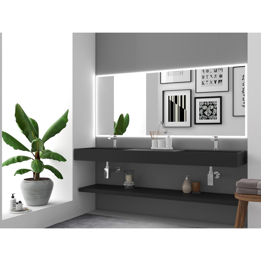 Wall-Mounted  Double Bathroom Sink with Concealed Drain Plate in Black. Picture 8