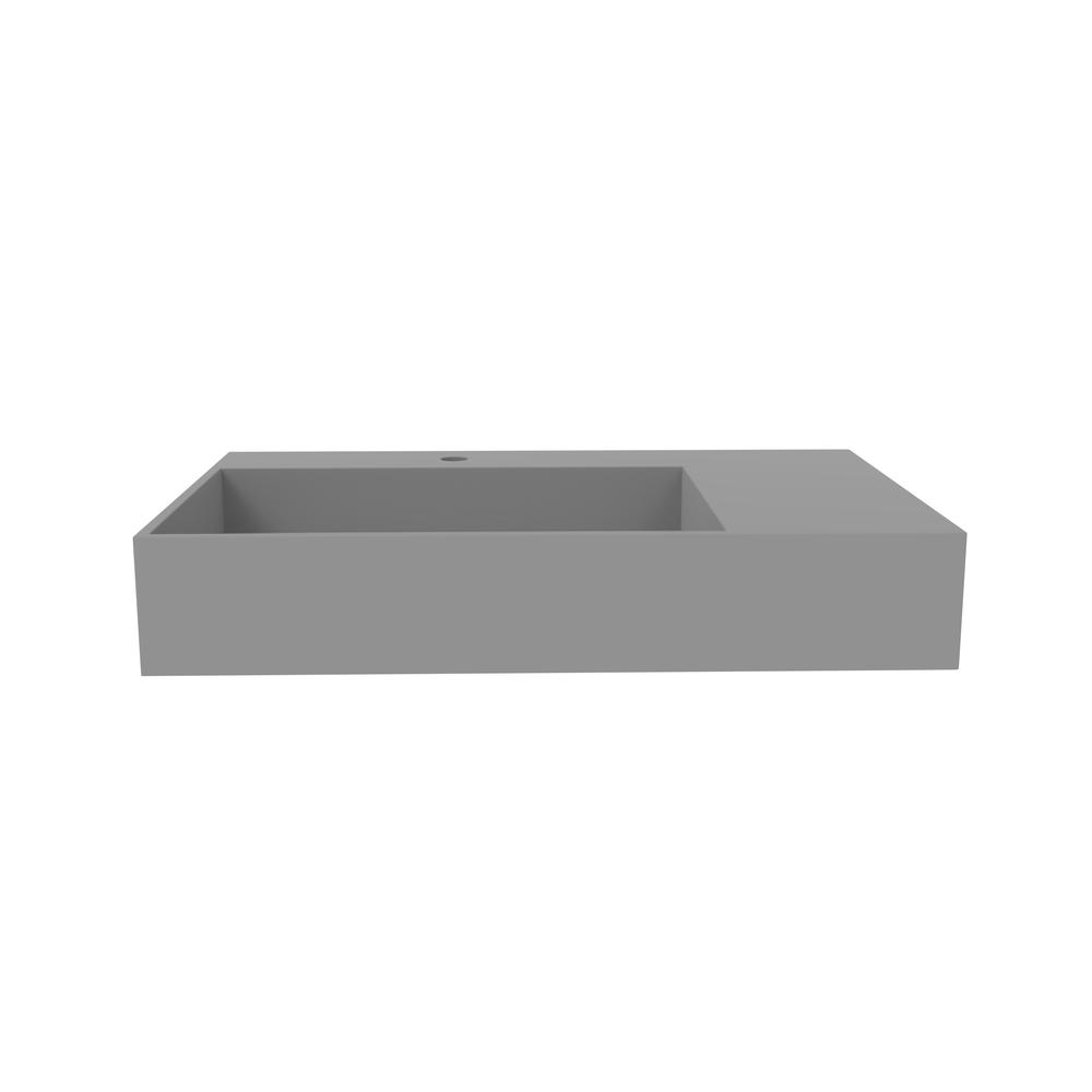 Left Basin Wall-Mounted  Single Bathroom Sink  in Gray. Picture 4