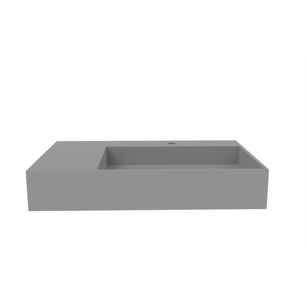 Right Basin Wall-Mounted  Single Bathroom Sink  in Gray. Picture 2