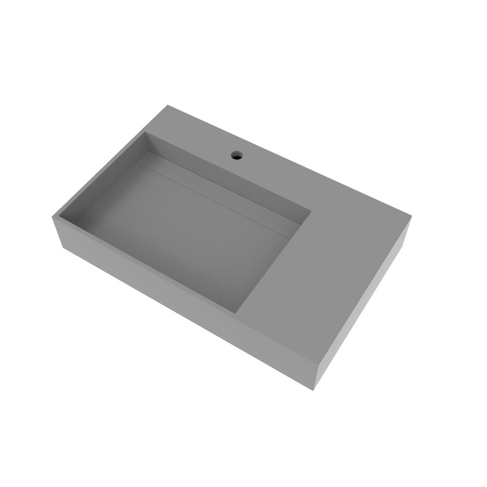Left Basin Wall-Mounted  Single Bathroom Sink  in Gray. Picture 2