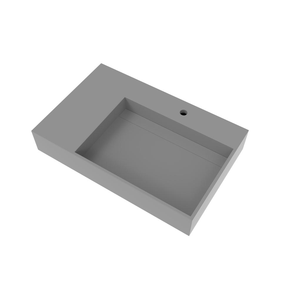 Right Basin Wall-Mounted  Single Bathroom Sink  in Gray. Picture 3