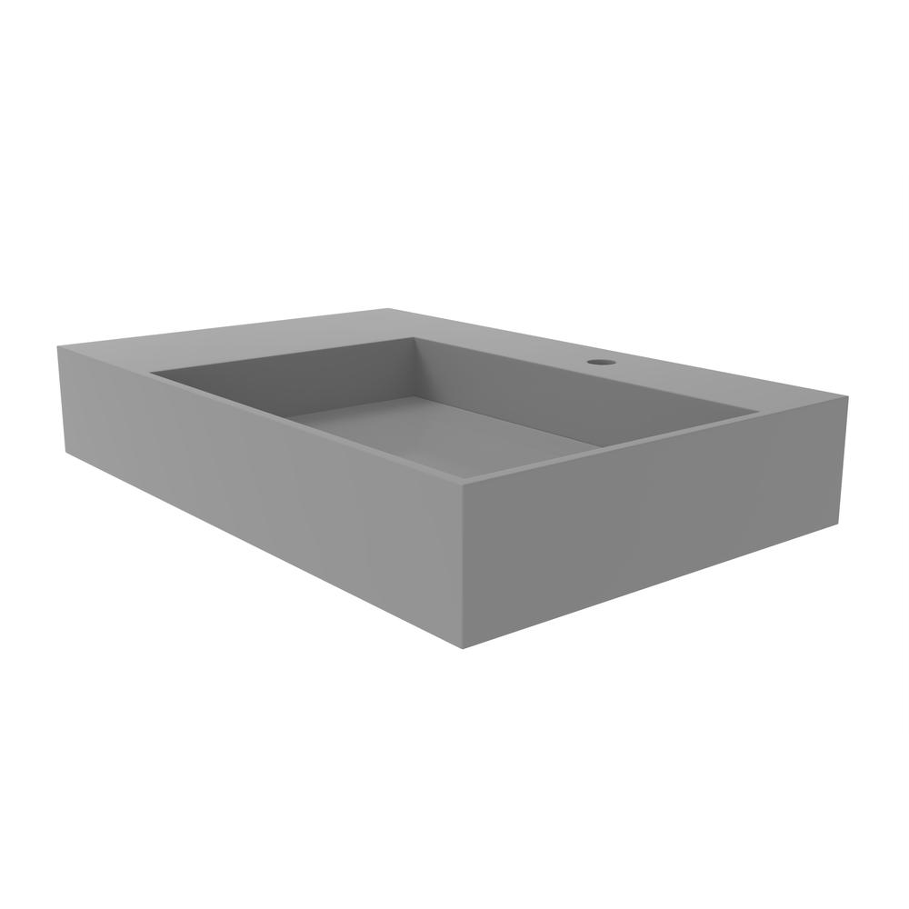 Right Basin Wall-Mounted  Single Bathroom Sink  in Gray. Picture 4
