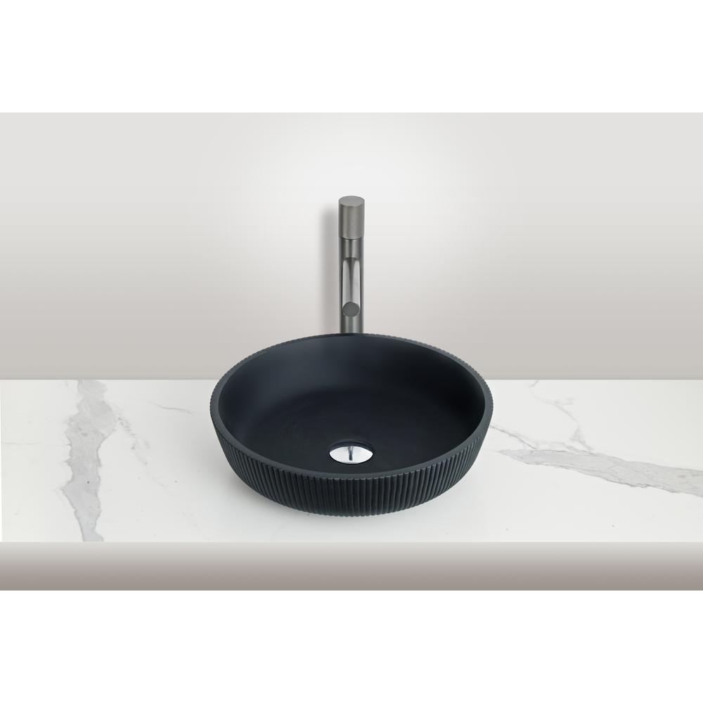 Yale Modern Striped Black Tempered Glass Crystal Round Vessel Sink - 17 in.. Picture 7