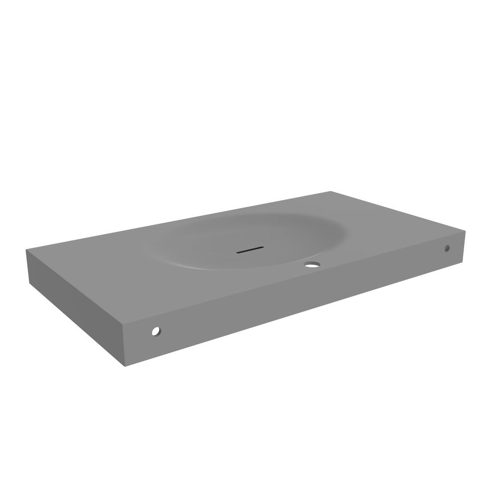 Thin Wall Mount Shallow Basin Single Bathroom Sink in Gray. Picture 4