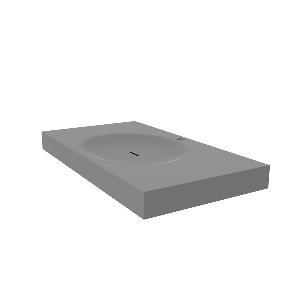 Thin Wall Mount Shallow Basin Single Bathroom Sink in Gray. Picture 2
