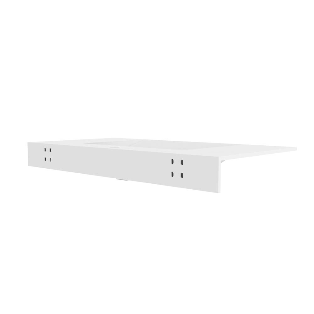 White  Rectangular Wall Mount Single Bathroom Sink with Overflow in White. Picture 4