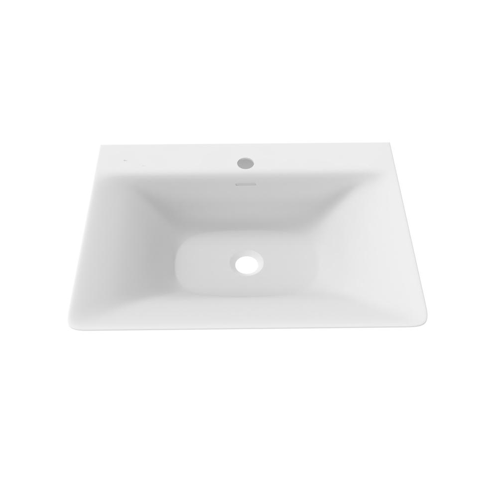 Rectangular Wall Mount Bathroom Sink with Overflow in White. Picture 1
