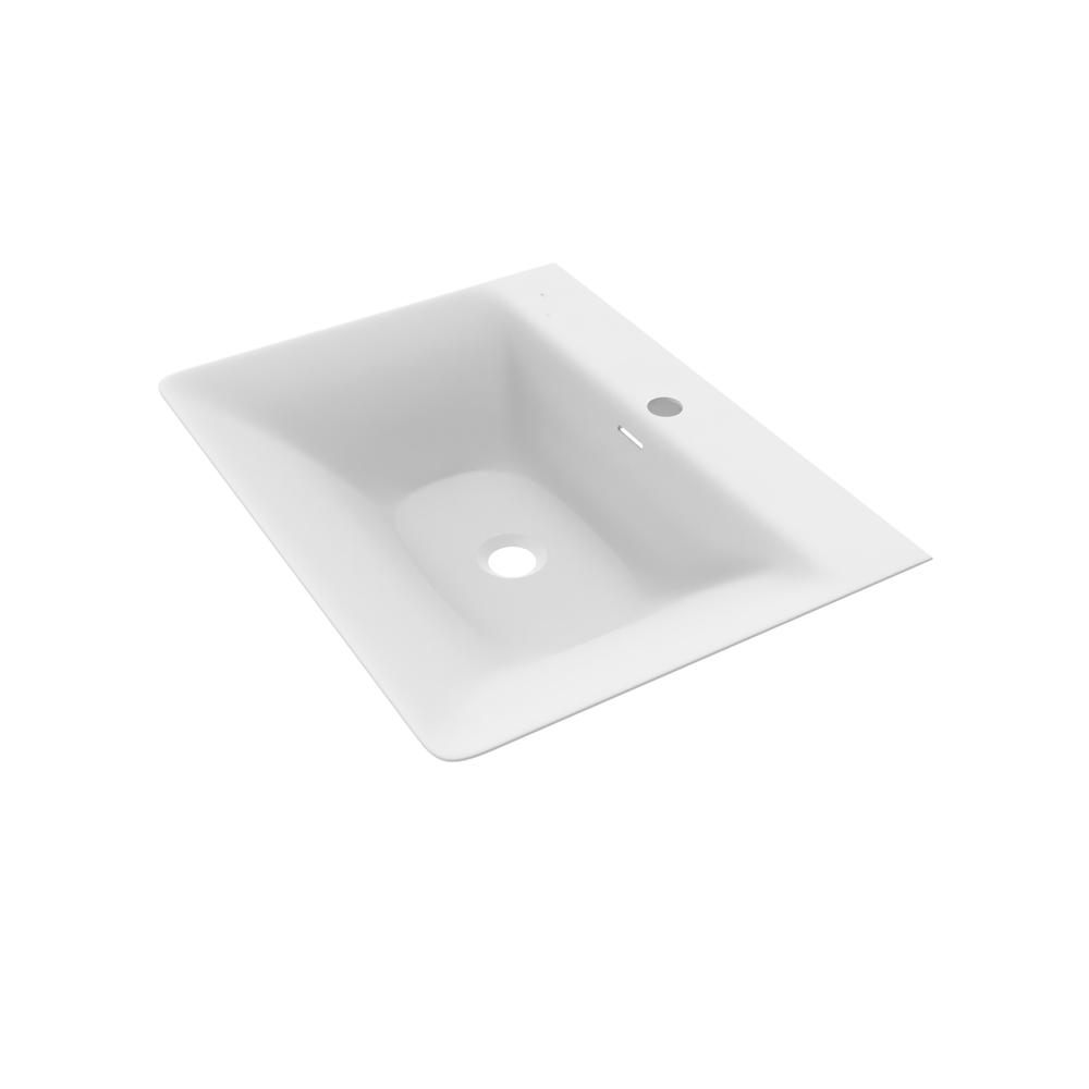 Rectangular Wall Mount Bathroom Sink with Overflow in White. Picture 3