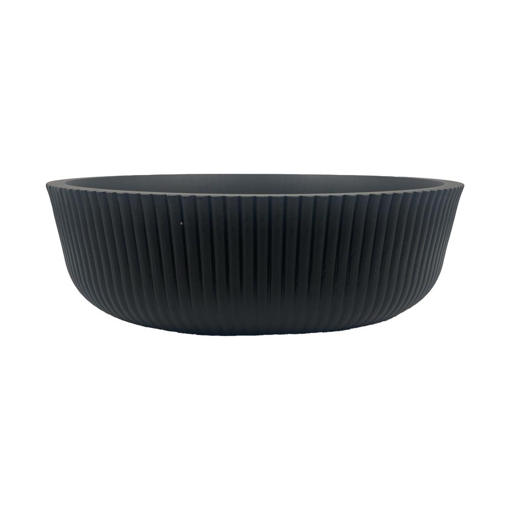Yale Modern Striped Black Tempered Glass Crystal Round Vessel Sink - 17 in.. Picture 3