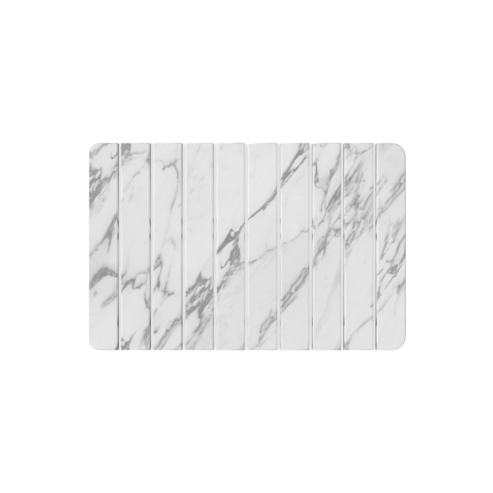 Diatomite Quick-Dry Stone Medium 24" x 15" Kitchen Floor Mat in White Marble. Picture 2