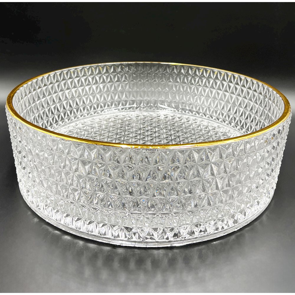 14" Top Gold Plating Tempered Glass Circular Bathroom Vessel Sink. Picture 3