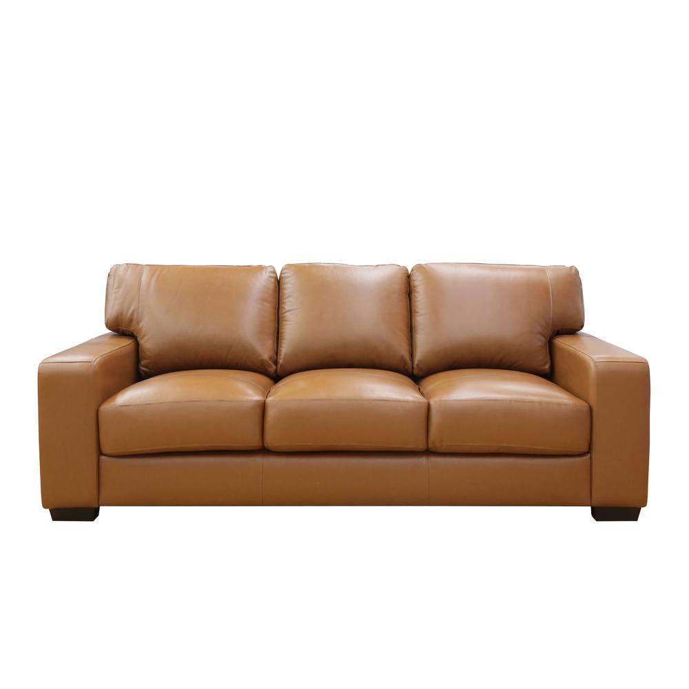 Tan leather discount 3 seater sofa