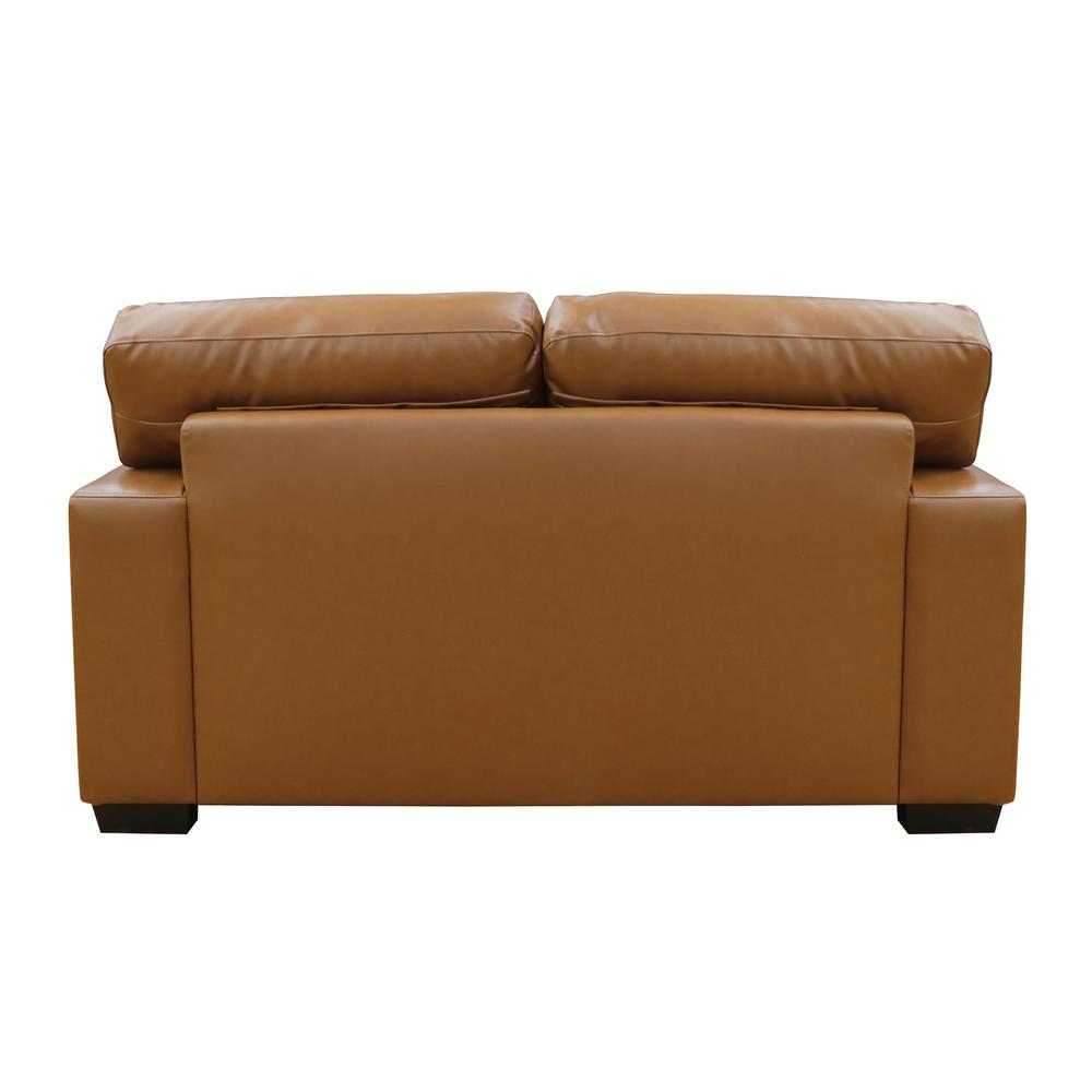 Edea 65 in. Tan Leather Match 2-Seater Loveseat. Picture 3