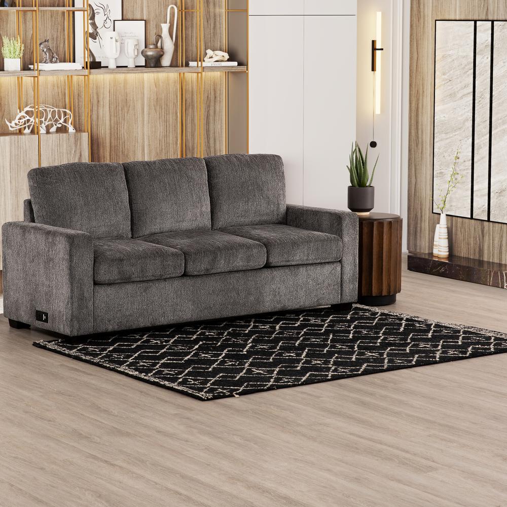 Chris Grey 77 in. Convertible Queen Sleeper Sofa with USB Ports. Picture 9