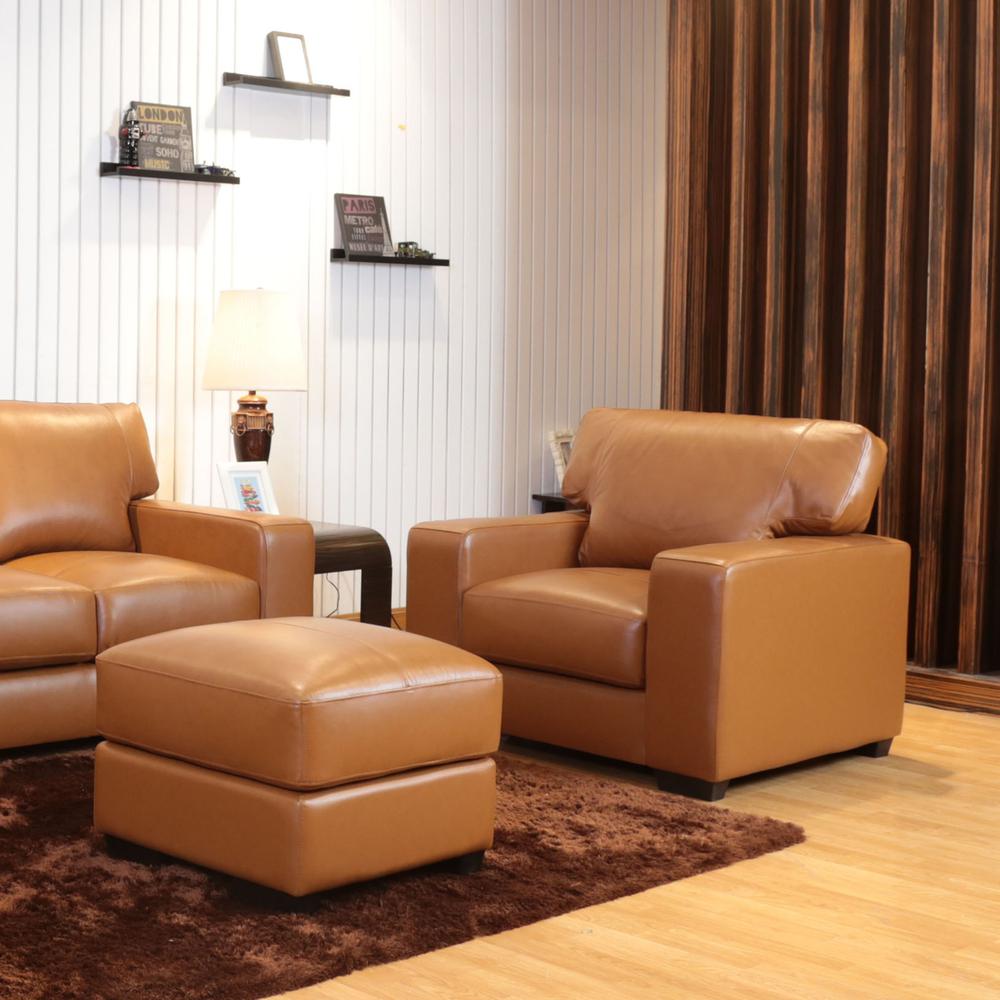 Edea 41 in. Tan Leather Match Armchair. Picture 7