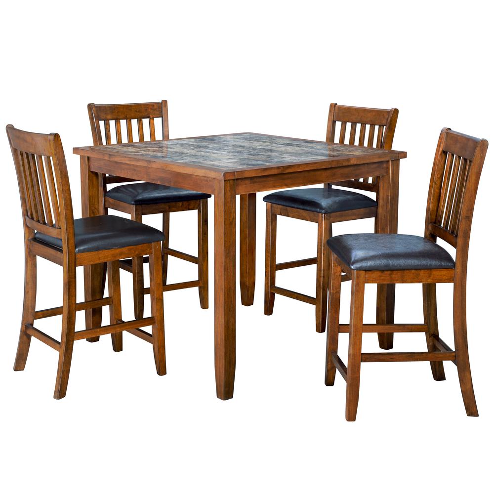 Harmony 5-Piece Faux Marble Counter Height Dining Set. Picture 1