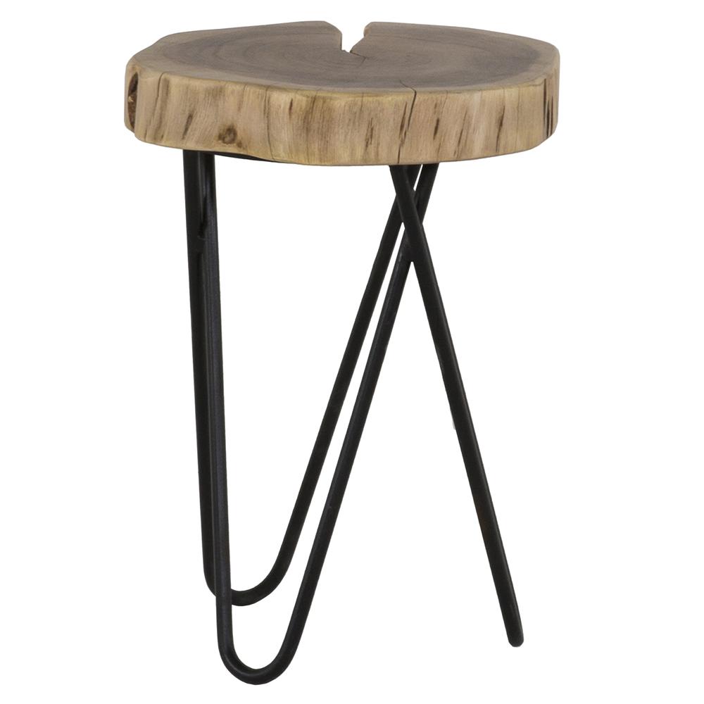 Cascade 12 in. Round Acacia Wood and Metal End Table. Picture 2