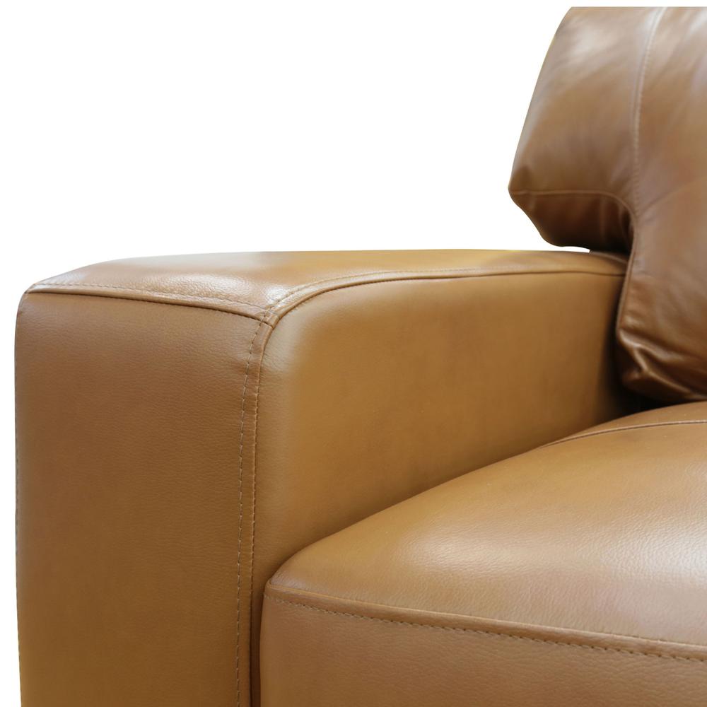 Edea 65 in. Tan Leather Match 2-Seater Loveseat. Picture 4
