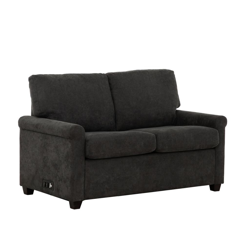 Argentum Dark Grey 54 in. Convertible Twin Sleeper Sofa with USB Ports. Picture 2