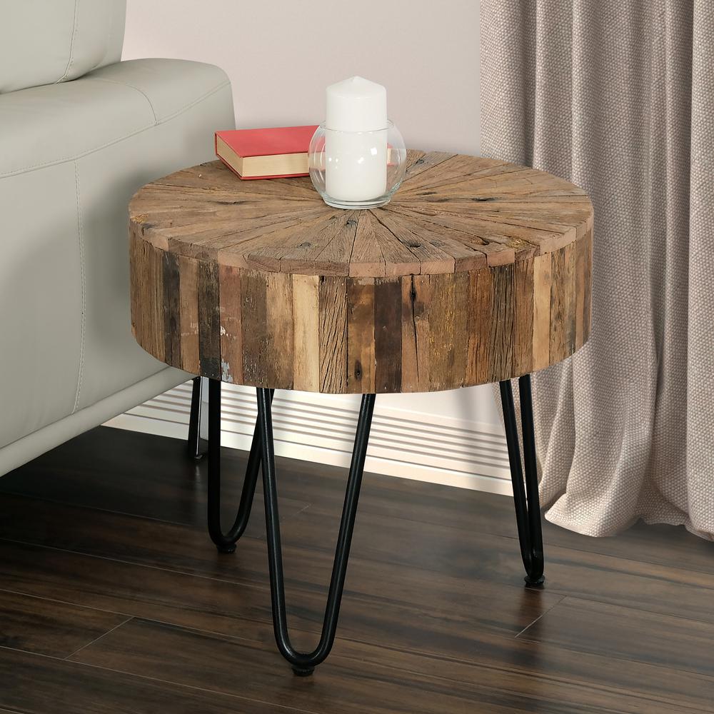 Tranquil 22 in. Round Reclaimed Wood End Table. Picture 6