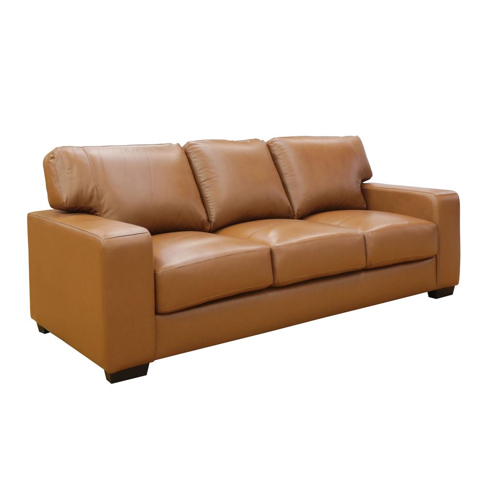 Edea 88 in. Tan Leather Match 3-Seater Sofa. Picture 2