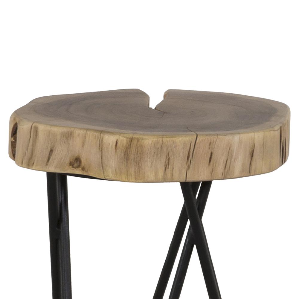 Cascade 12 in. Round Acacia Wood and Metal End Table. Picture 3
