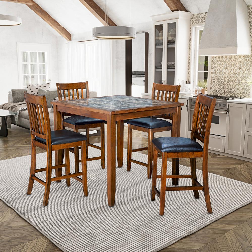 Harmony 5-Piece Faux Marble Counter Height Dining Set. Picture 7