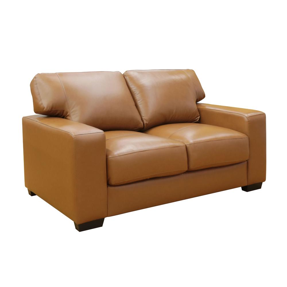 Edea 65 in. Tan Leather Match 2-Seater Loveseat. Picture 2