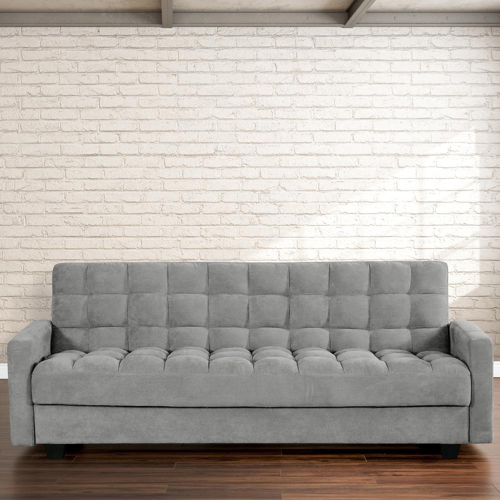 Alen 85 in. Grey Sleeper Sofa with Storage. Picture 8