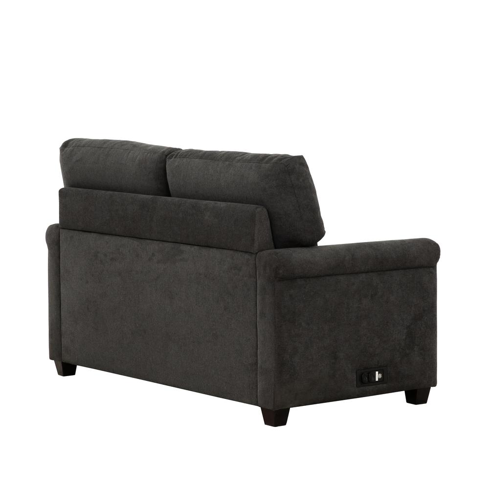 Argentum Dark Grey 54 in. Convertible Twin Sleeper Sofa with USB Ports. Picture 4
