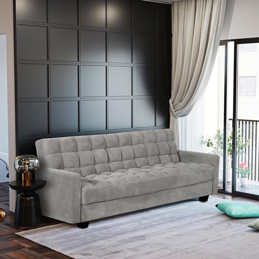 Alen 85 in. Grey Sleeper Sofa with Storage. Picture 9