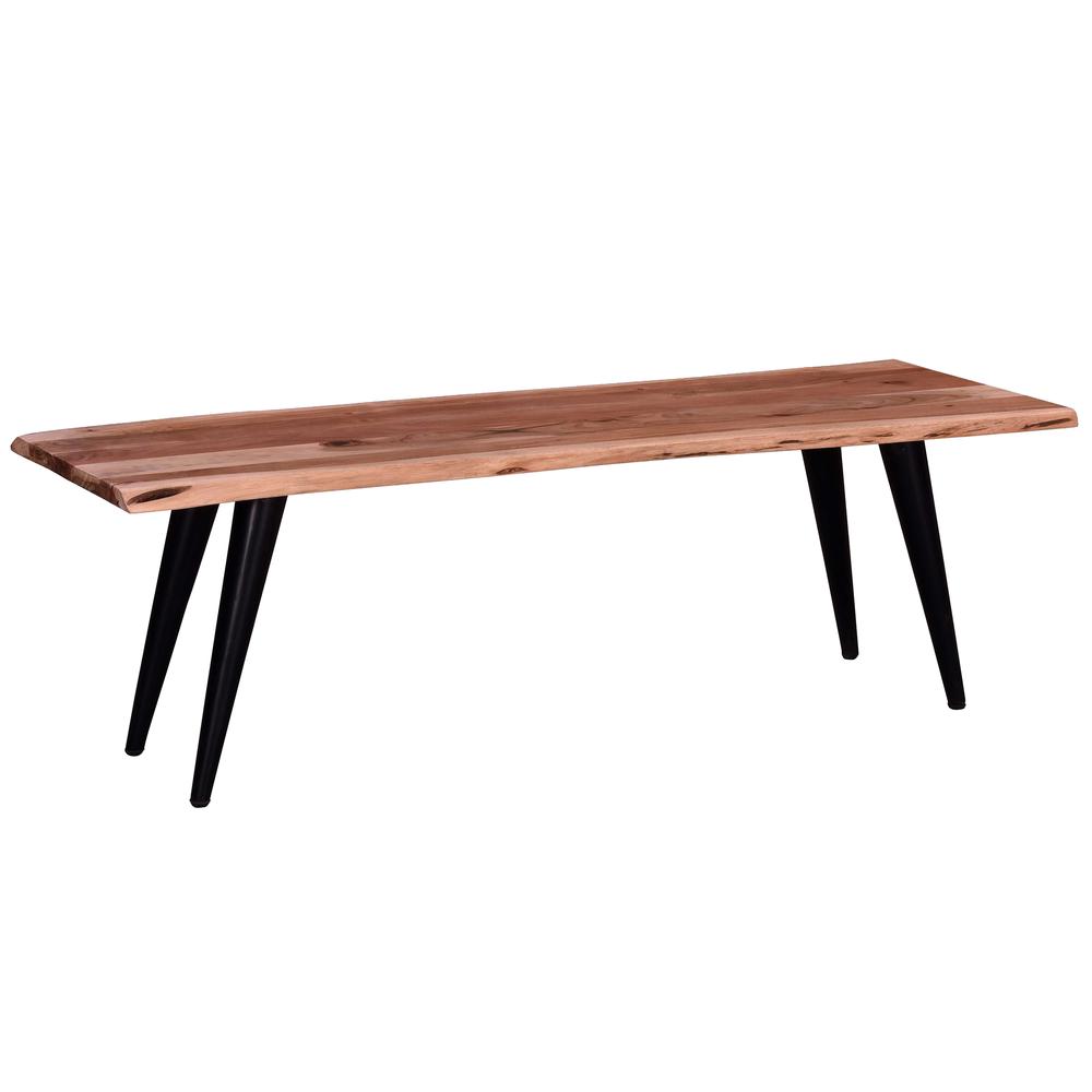Eclipse 58 in. Acacia Wood and Metal Dining Bench. Picture 1