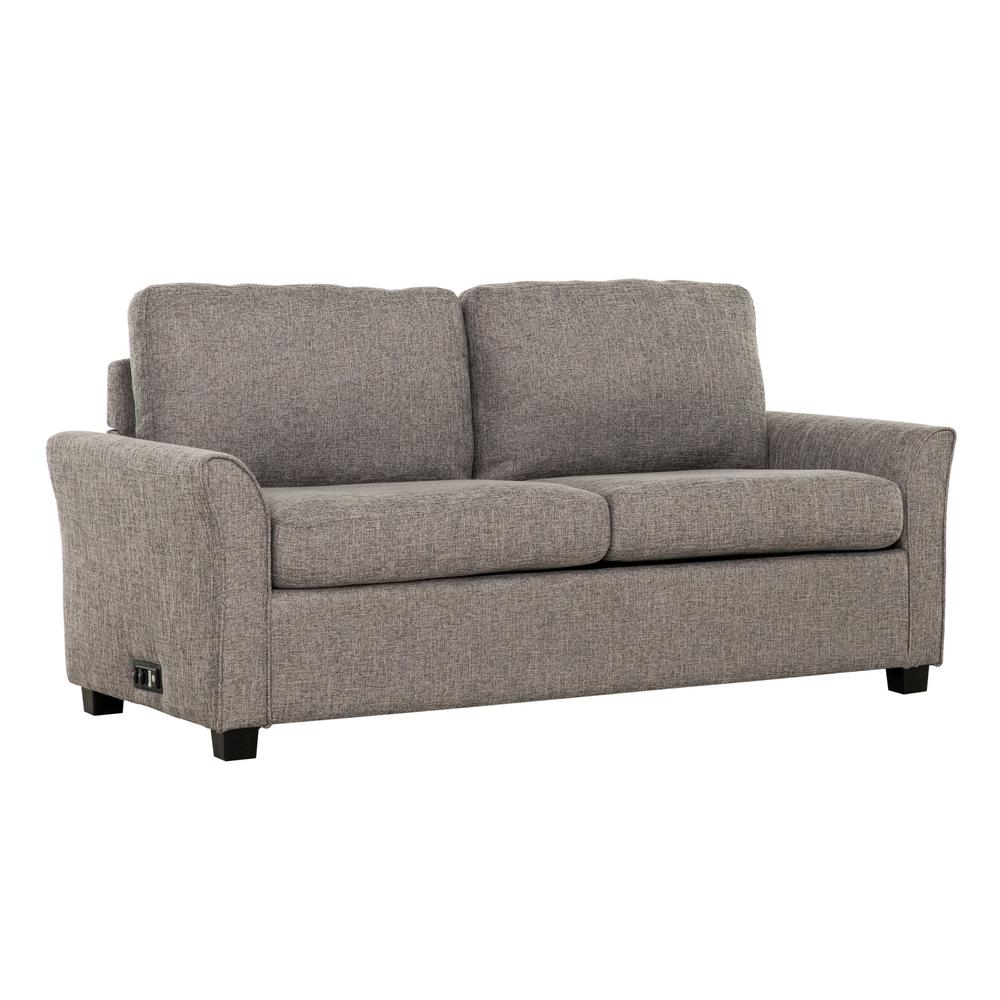 Zack Dark Grey 73 in. Convertible Full Sleeper Sofa with USB Ports. Picture 2