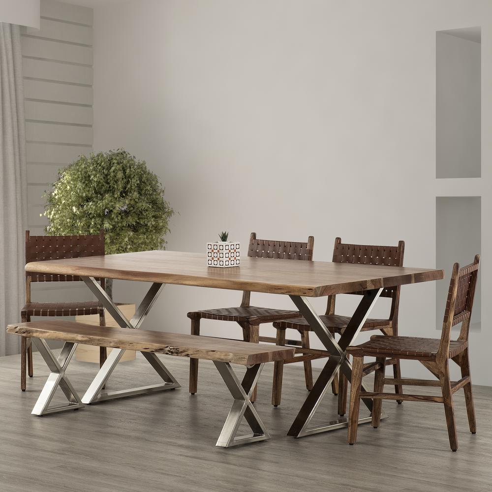 Mirage 82 in. Acacia Wood and Metal Dining Table. Picture 6