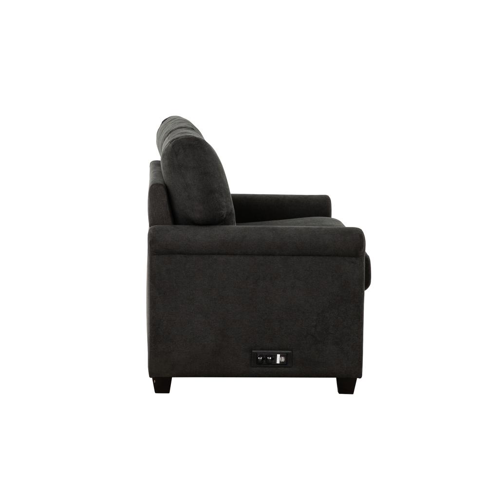 Argentum Dark Grey 54 in. Convertible Twin Sleeper Sofa with USB Ports. Picture 3