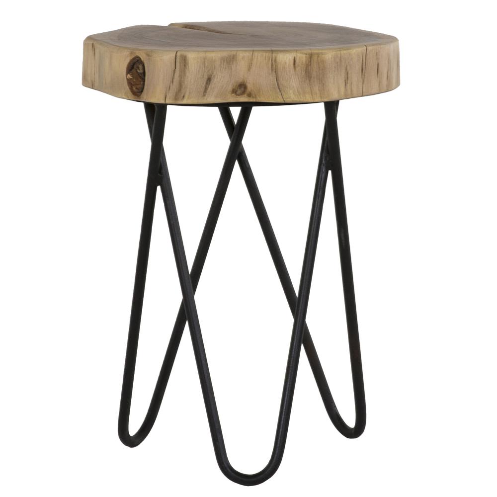 Cascade 12 in. Round Acacia Wood and Metal End Table. Picture 1