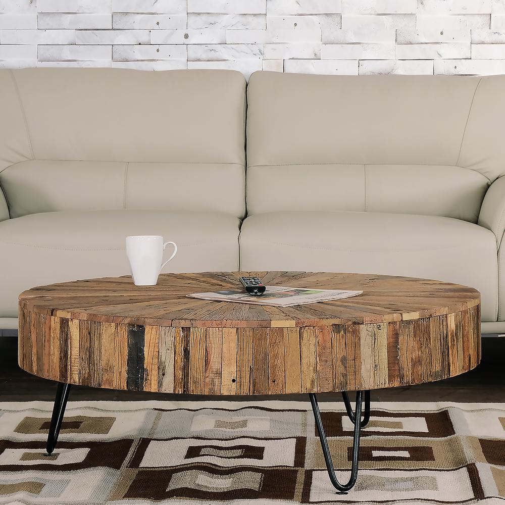 Tranquil 42 in. Round Reclaimed Wood Coffee Table. Picture 6
