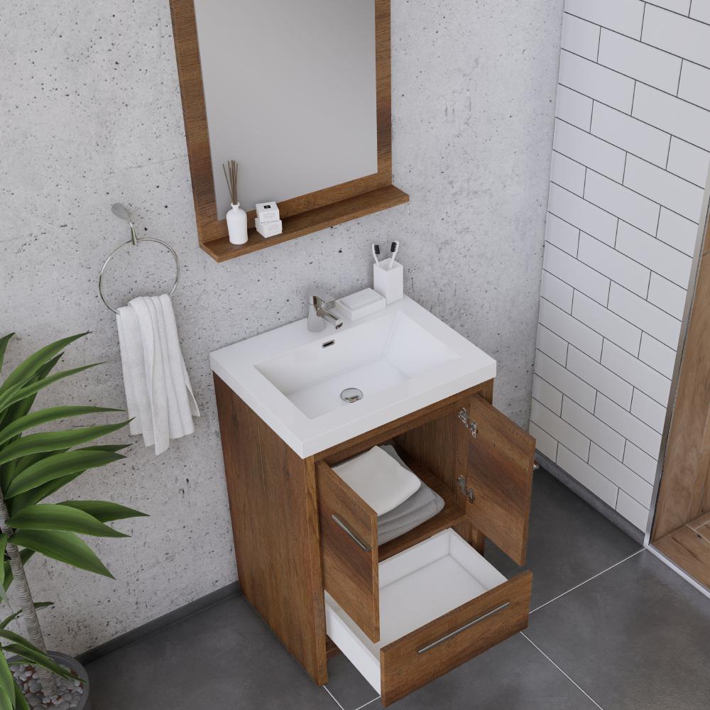 Sortino 24" Modern Bathroom Vanity in Rosewood. Picture 5