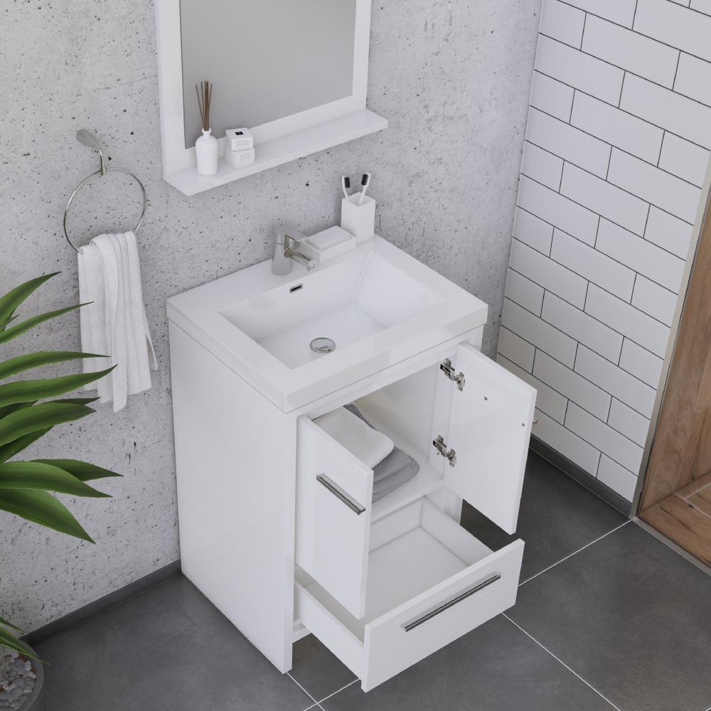 Sortino 24" Modern Bathroom Vanity in White. Picture 3