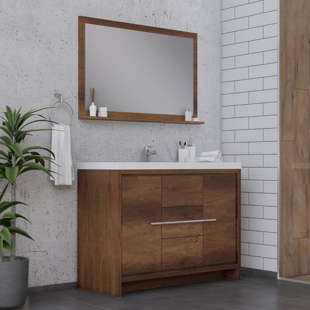 Sortino 48" Modern Bathroom Vanity in Rosewood. Picture 2