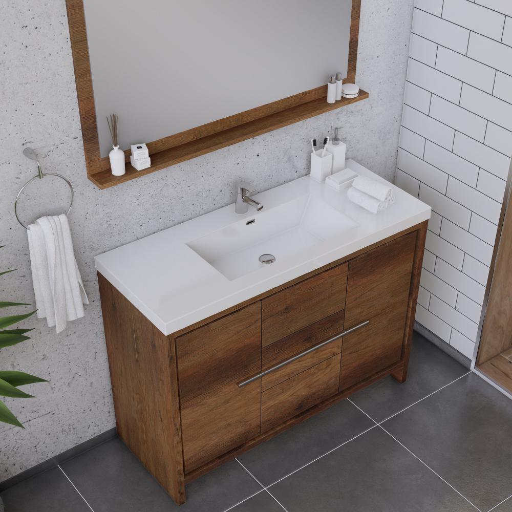 Sortino 48" Modern Bathroom Vanity in Rosewood. Picture 3