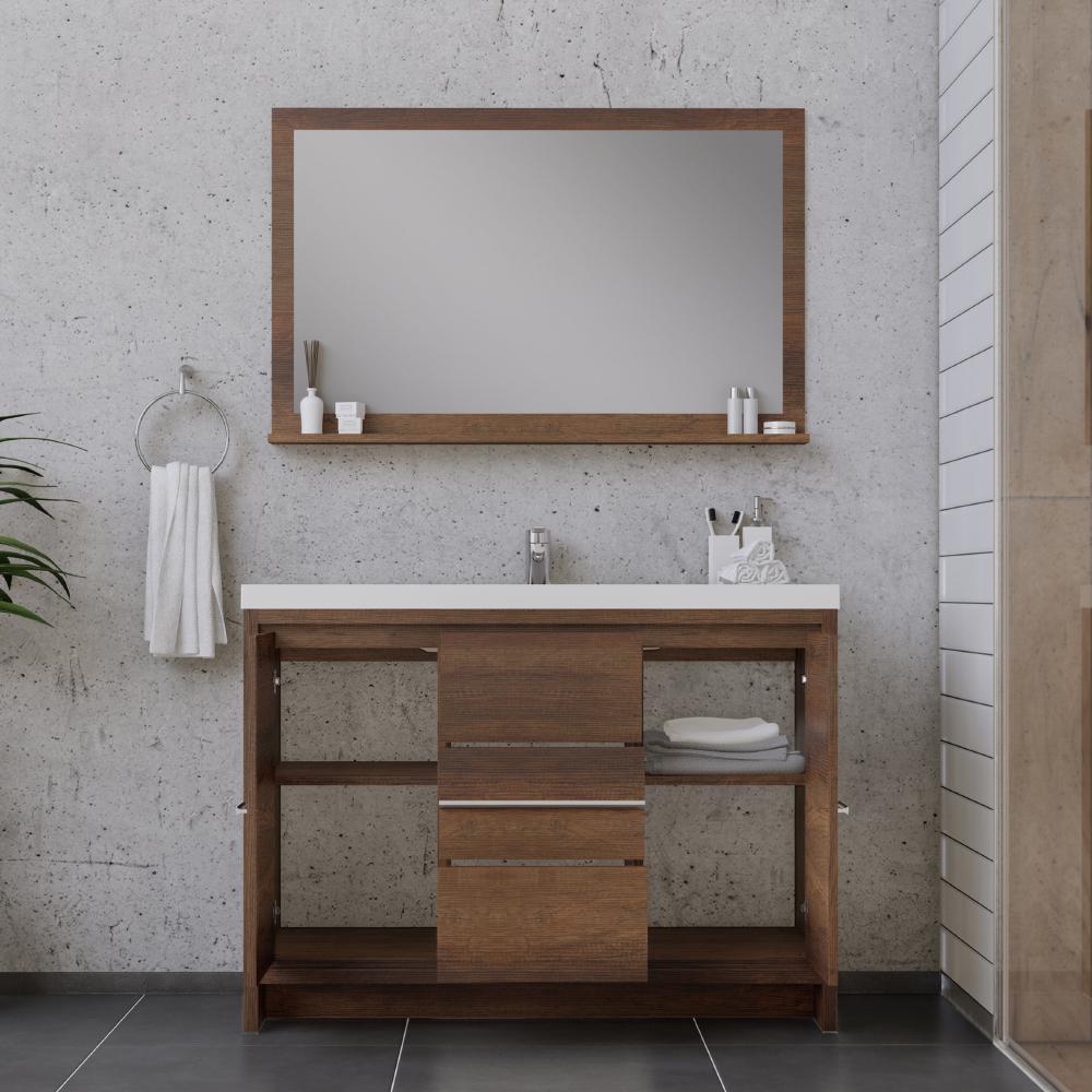 Sortino 48" Modern Bathroom Vanity in Rosewood. Picture 4