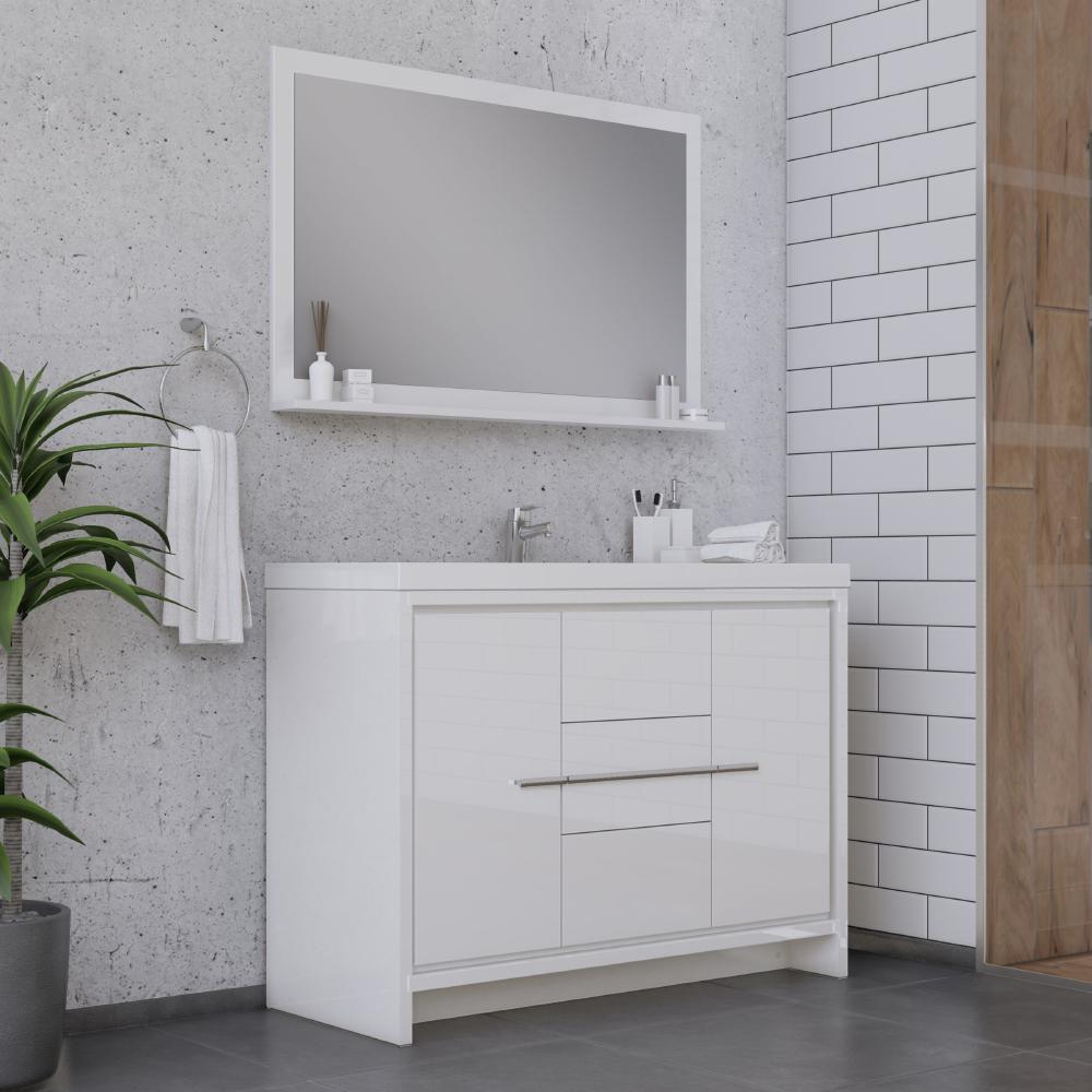 Sortino 48" Modern Bathroom Vanity in White. Picture 2