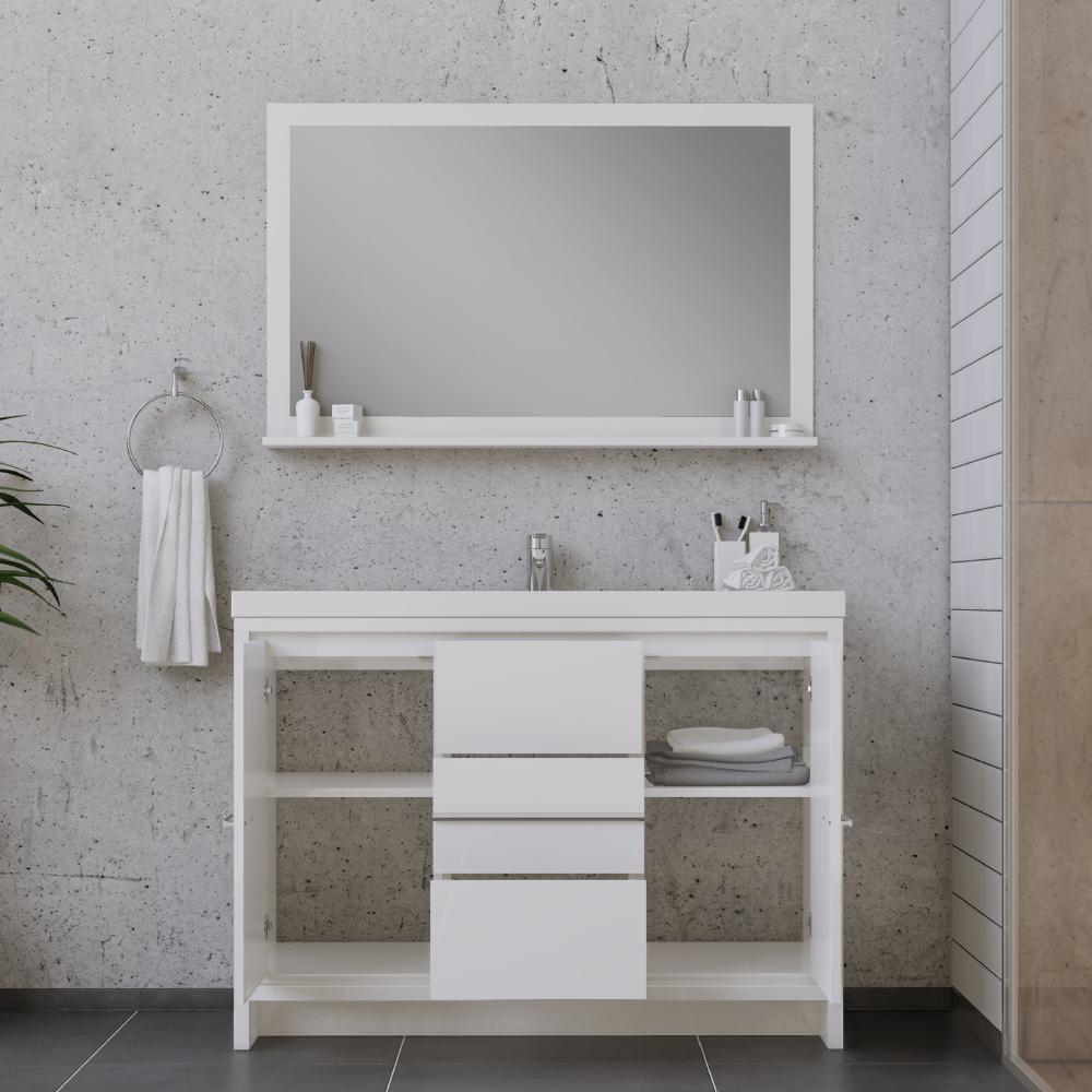 Sortino 48" Modern Bathroom Vanity in White. Picture 4