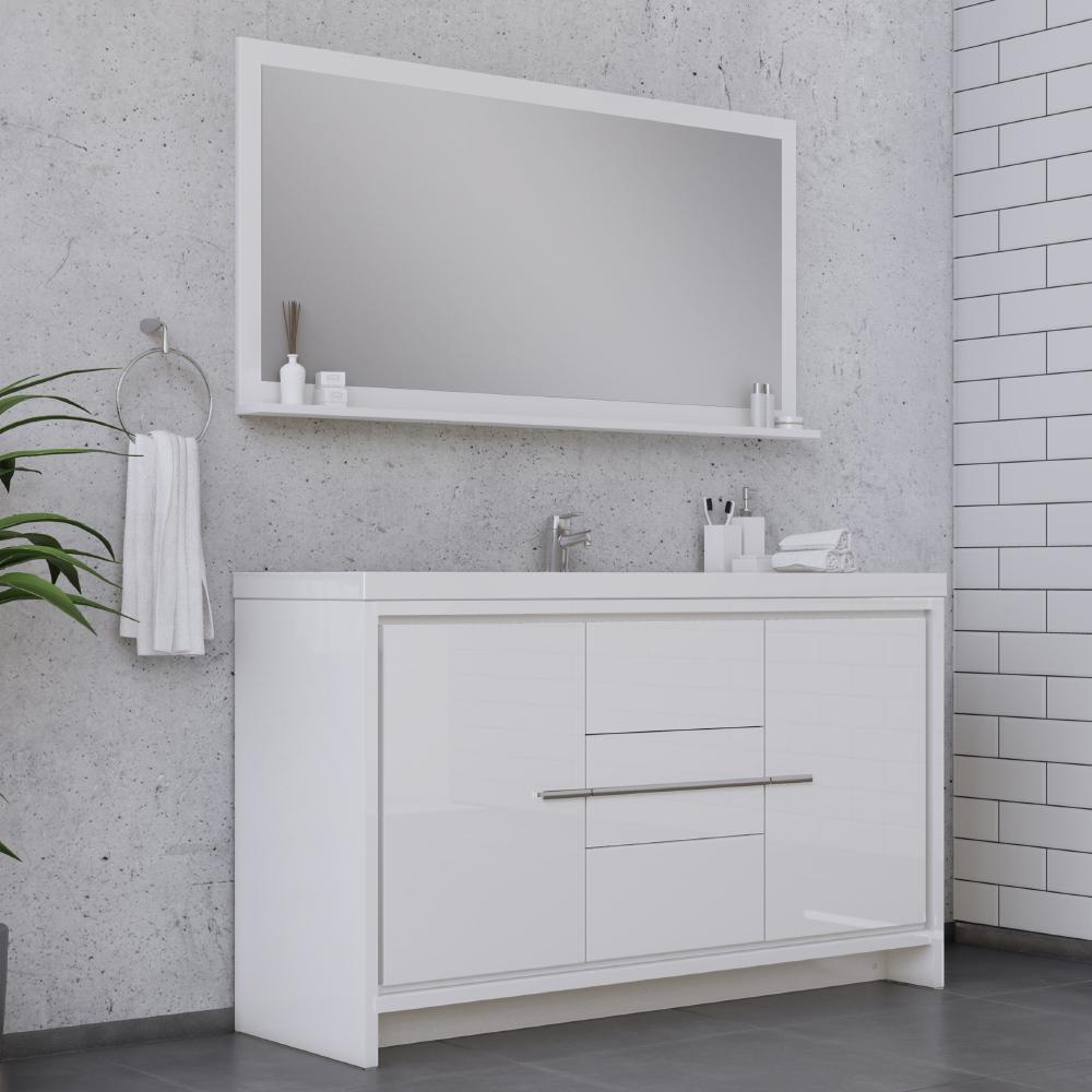 Sortino 60" Modern Single Bathroom Vanity in White. Picture 2