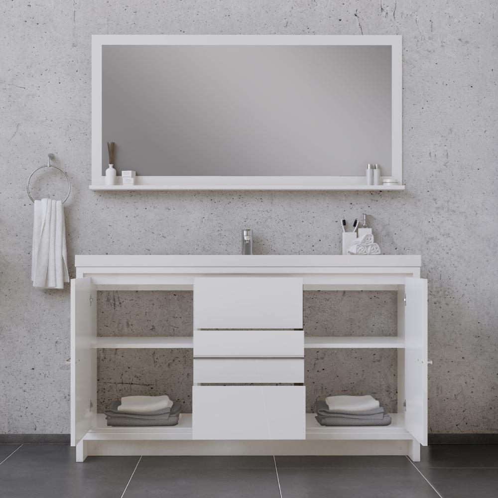 Sortino 60" Modern Single Bathroom Vanity in White. Picture 4