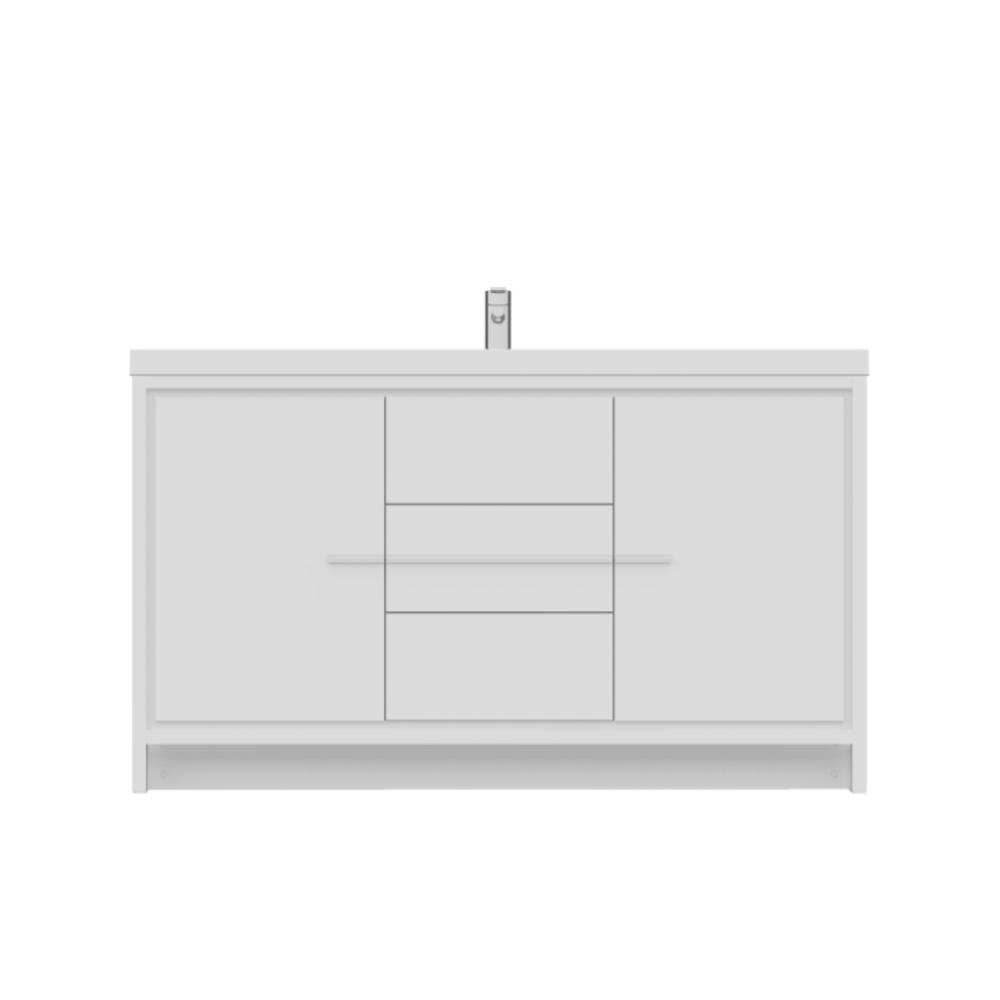 Sortino 60" Modern Single Bathroom Vanity in White. Picture 1